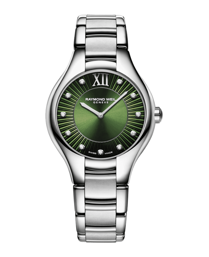 5132-ST-52181 RW NOEMIA LADY Q STEEL. GREEN DIAL W/DIA.