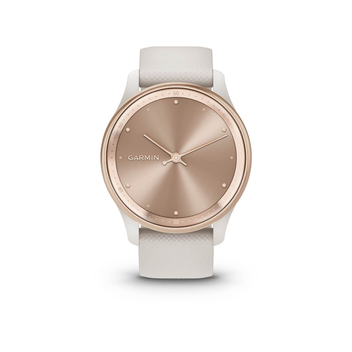 Garmin vívomove® Trend - Ramme i rustfritt stål og fargen Peach Gold med elfenbensfarget urkasse og silikonrem - Image 2