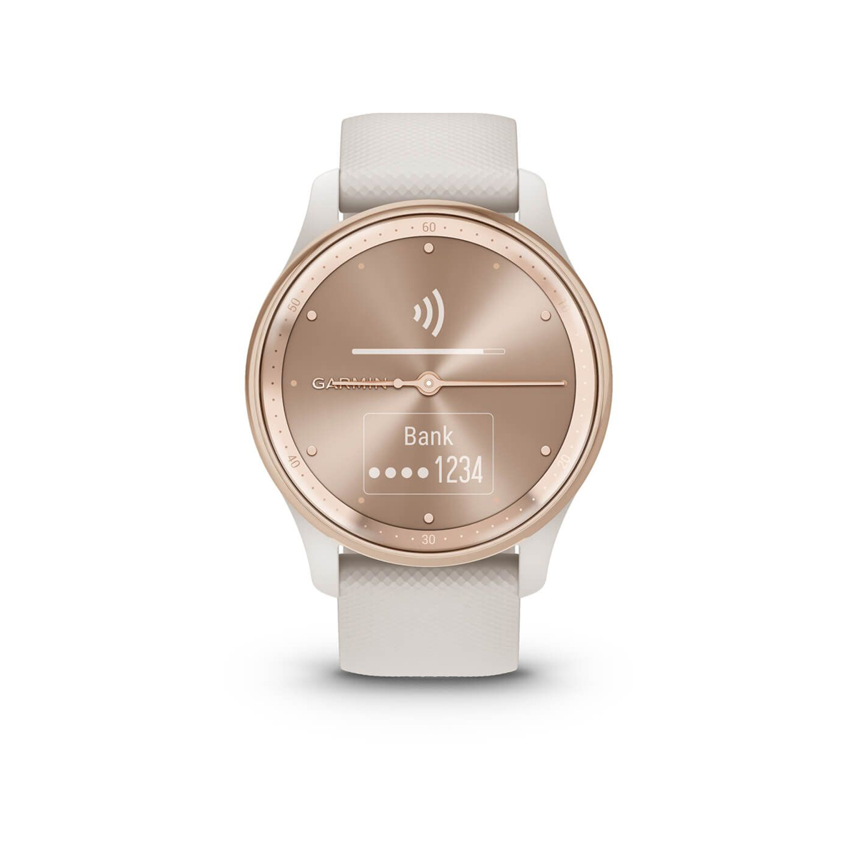 Garmin vívomove® Trend - Ramme i rustfritt stål og fargen Peach Gold med elfenbensfarget urkasse og silikonrem - Image 4