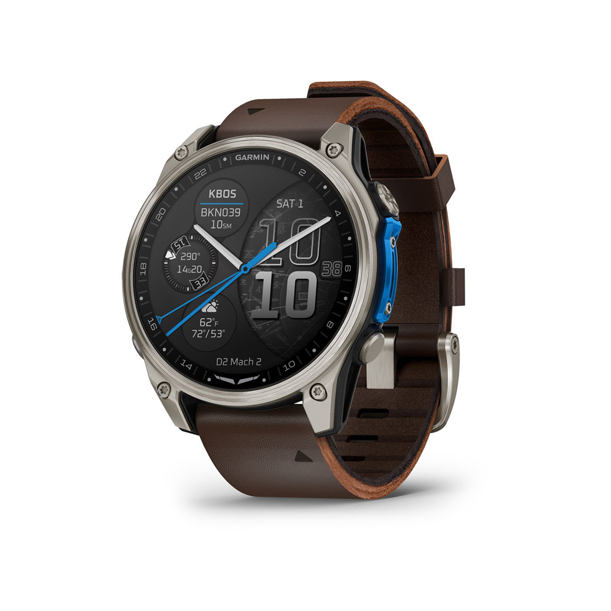 Garmin D2™ Mach 2 – 47 mm - Titan med Oxford-brun skinnrem