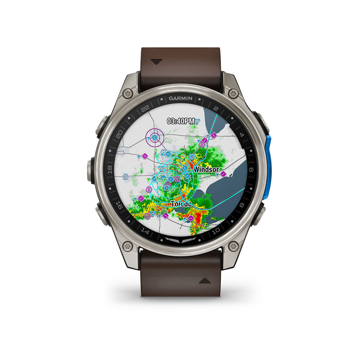 Garmin D2™ Mach 2 – 47 mm - Titan med Oxford-brun skinnrem - Image 2