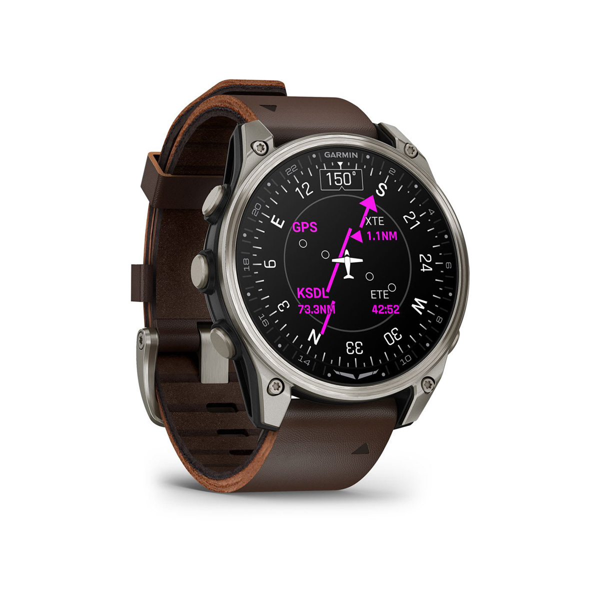Garmin D2™ Mach 2 – 47 mm - Titan med Oxford-brun skinnrem - Image 3