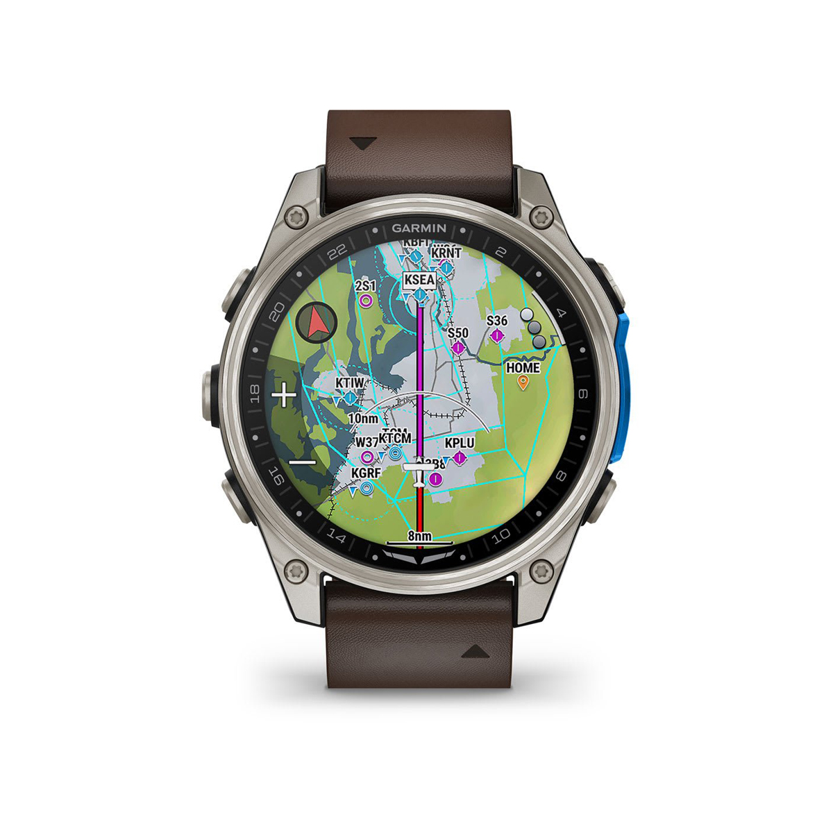Garmin D2™ Mach 2 – 47 mm - Titan med Oxford-brun skinnrem - Image 4
