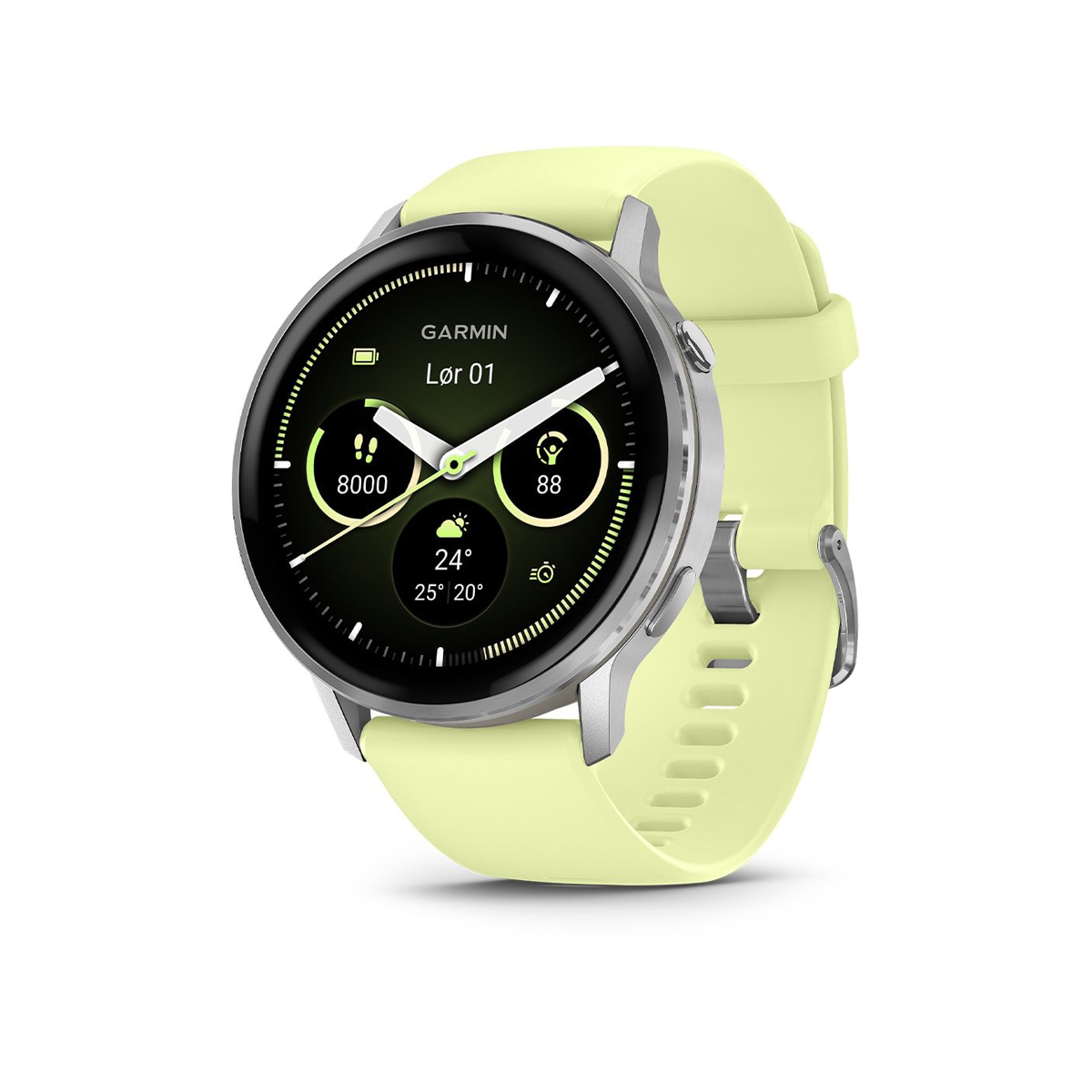 Garmin Venu® 4 - 45 mm - Sølv med sitronfarget silikonrem