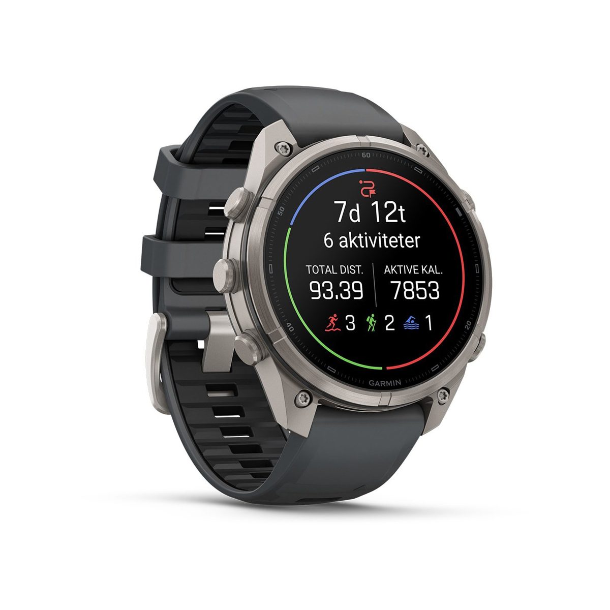 Garmin fēnix® 9 Pro – 47mm - Titan med grafittfarget/svart silikonrem - Image 3